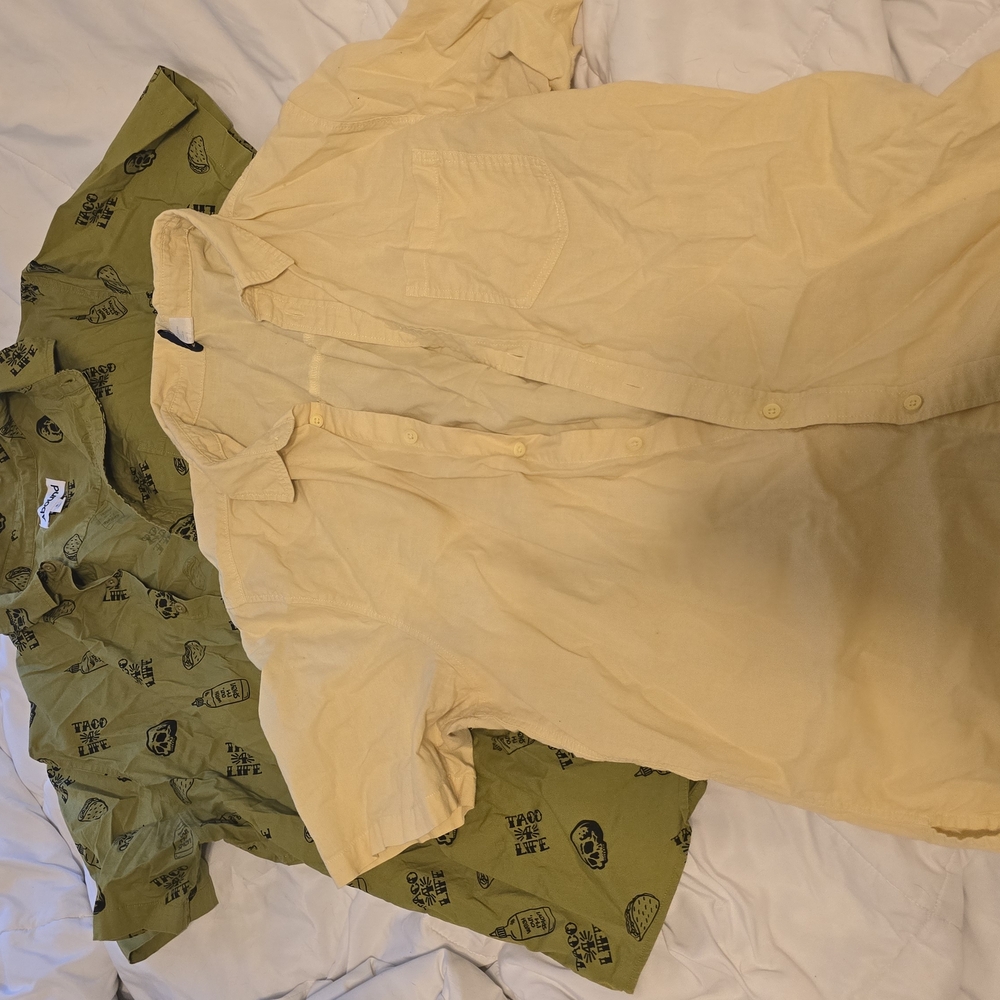 H&M Yellow and Green Dress Shirts